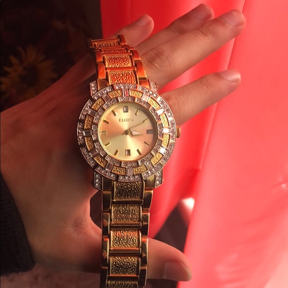 Elgin Gold and Diamond Face Watch - Picture 3 of 3